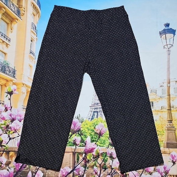 J. Jill Chic Black Patterned Crop Pants Small Petite - Picture 2 of 5